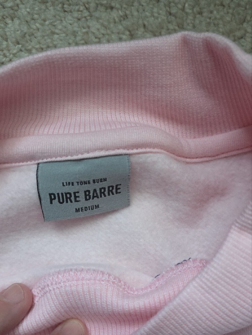 Pure Barre Light Pink Crewneck Sweatshirt with Plaid Lettering - Picture 2 of 3